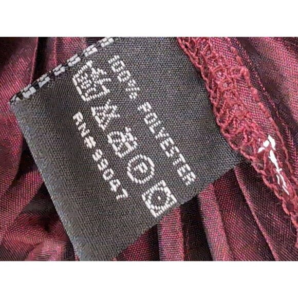 Piano Crinkle Button Up Shirt Womens M Burgundy Black Polkadot Party Whimsical - Picture 7 of 9